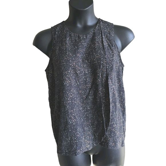 armani exchange AX Womens Size Large Top Black Speckled Blouse Business - Picture 1 of 5